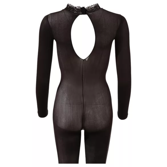 NO:XQSE - seksikäs catsuit - verkkokangas - musta