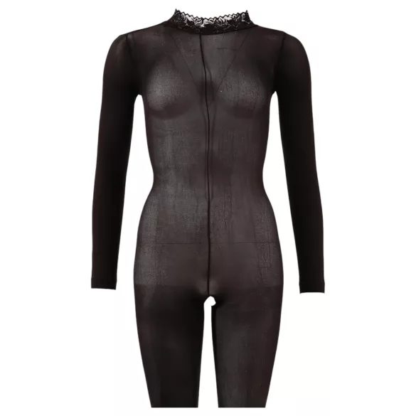 NO:XQSE - seksikäs catsuit - verkkokangas - musta
