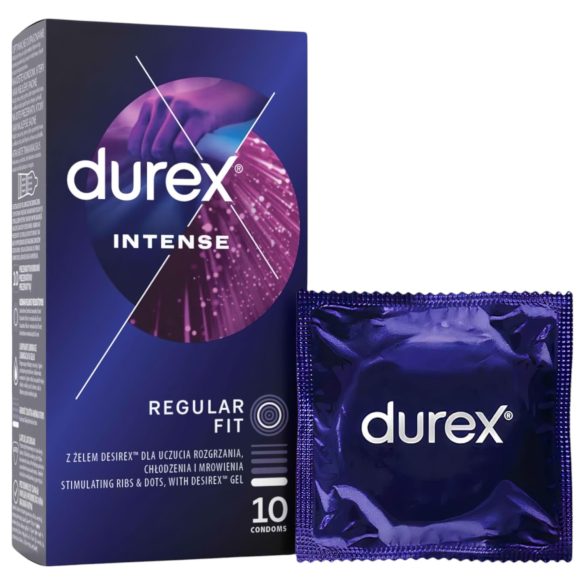 Durex Intense - kondomi - raitainen ja nystyröity - 10 kpl