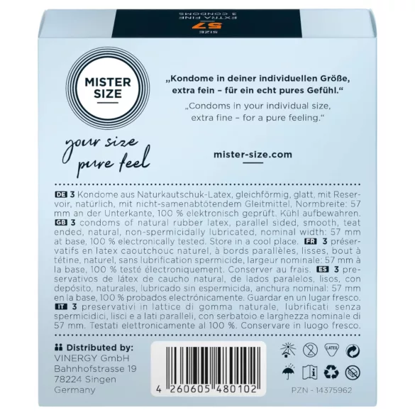 Mister Size - ohut kondomi - 57 mm - 3 kpl