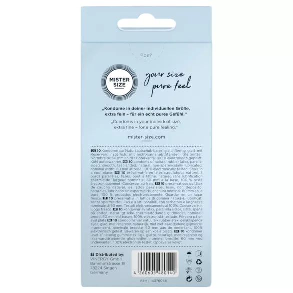 Mister Size - ohut kondomi - 60 mm - 10 kpl