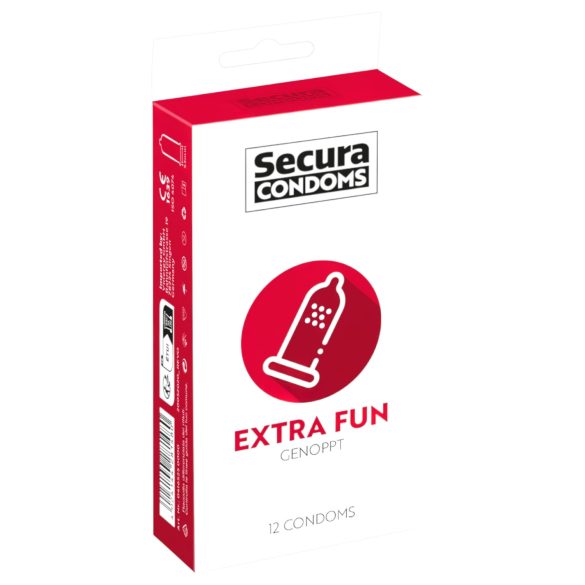 Secura Extra Fun - nystyröity kondomi - 53mm (12kpl)