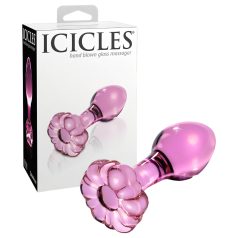 Icicles No. 48 - lasinen anustappi kukka koristeella pinkki