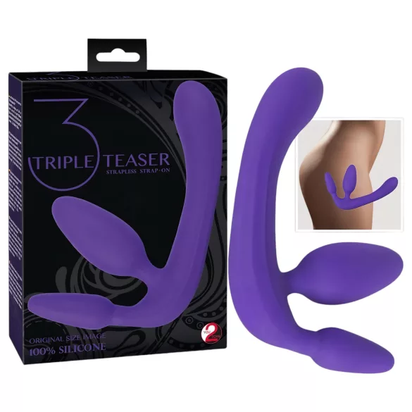You2Toys - Tripla, kiinnitettävä dildo ilman valjaita (violetti)