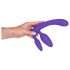Tripla, kiinnitettävä dildo ilman hihnaa (violetti)