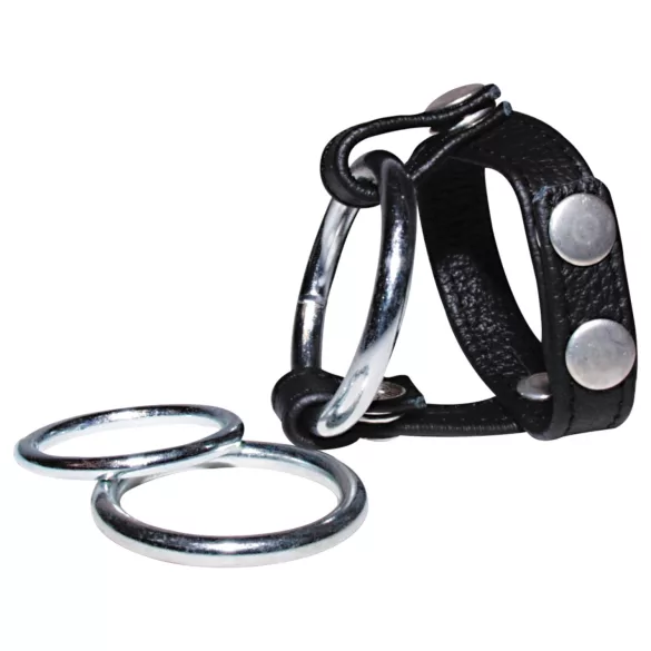 Bad Kitty - nahkainen kivesten ja peniksen rengas - musta