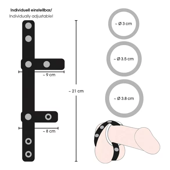 Bad Kitty - nahkainen kivesten ja peniksen rengas - musta