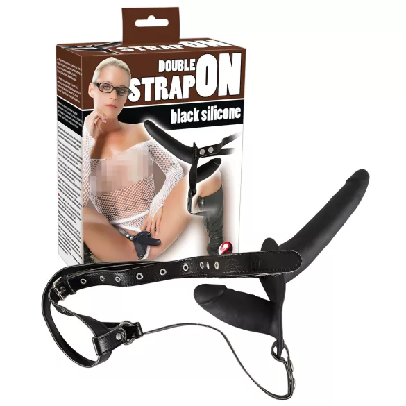 You2Toys - Strap-on dildo duo - silikoninen - musta