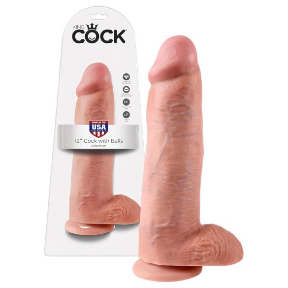King Cock - realistinen dildo kiveksillä - 30 cm - iho