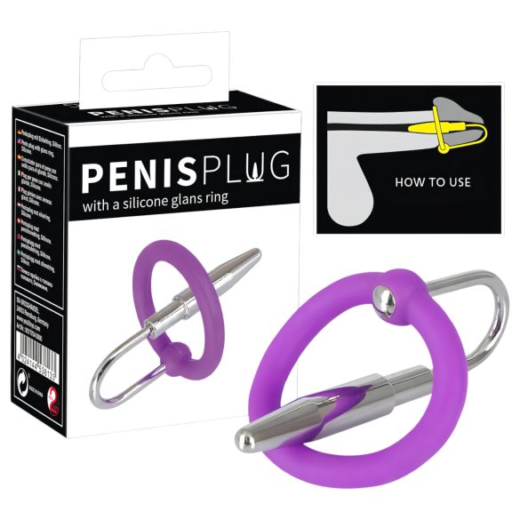Penisplug - Silikoni terskierukka virtsaputkikartiolla (liila-hopea)