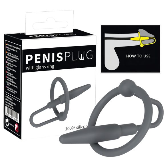Penistulppa - silikoninen terskarengas virtsaputkikärjellä (harmaa)