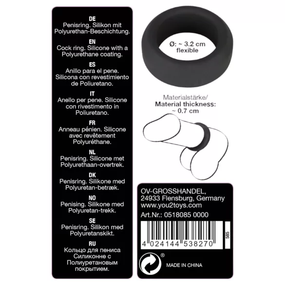 Black Velvets - paksu penisrengas 3,2 cm - musta