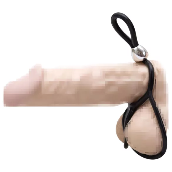 You2Toys - säädettävä penis- ja kivestenrengas - musta