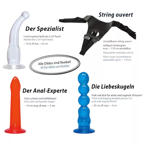 You2Toys - Strap-on dildosetti - moni värinen