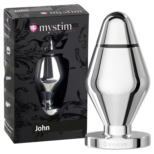mystim Little John - elektroanaalitappi - iso - hopea