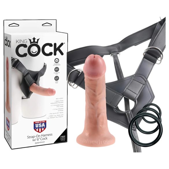 King Cock Strap-On 6 - kiinnitettävä dildo - luonnonväri