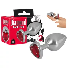   You2Toys - Diamond - 85 g alumiininen anustappi (hopea-punainen)