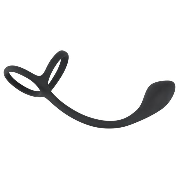 Black Velvets - ohut anustappi penis- ja kivestenrenkaalla - musta