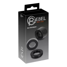   Rebel Ball - penis- ja kivestenrengas sekä venyttäjä setti - musta
