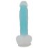 You2Toys Glow in the Dark - sininen hehkuva dildo, imukuppikiinnitys