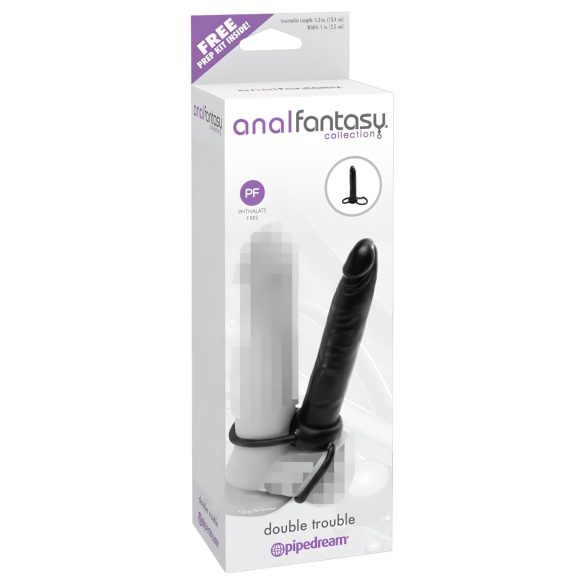 analfantasy - Strap-on anustappi dildo - kaksipäinen - musta