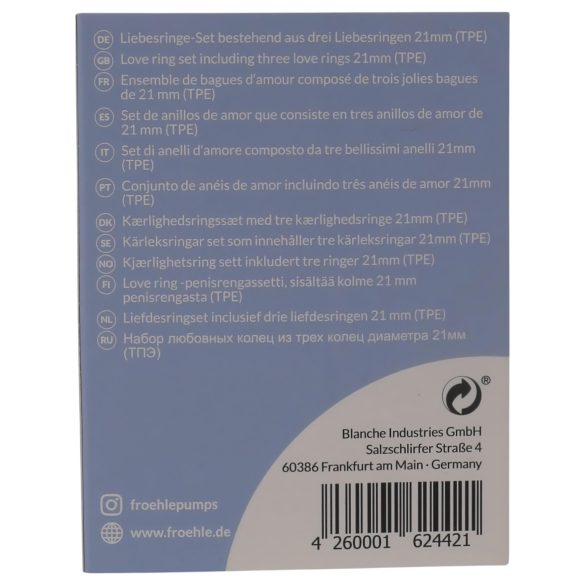 Fröhle LR002 - penisrenkaat setti 3 kpl - lääketieteellinen 2,1 cm