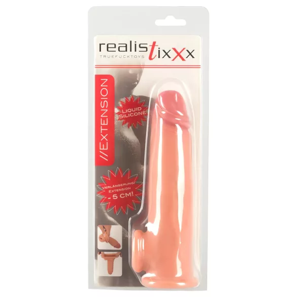 Realistixxx - penisjatke penikselle ja renkaalla - 19 cm - luonnollinen