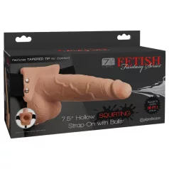  Pipedream Fetish Strap-On 7,5 - kiinnitettävä, suihkuttava dildo (luonnonvärinen)