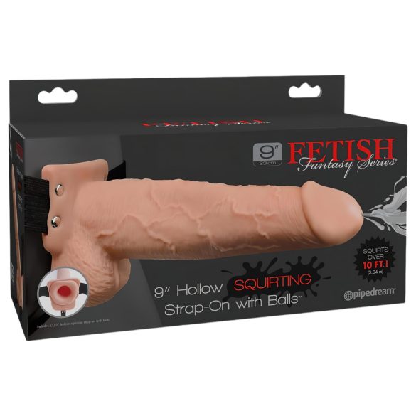 Fetish Strap-On 9 - kiinnitettävä, ontto, suihkuava dildo (nude)