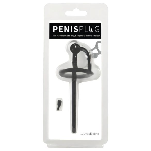 Penisplug - silikoninen virtsaputken laajennin ja eroottinen rengas (0,6mm) - musta