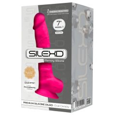 Silexd 7 - dildo testikkeleillä imukupilla - 17,5 cm pinkki