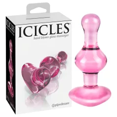 Icicles No. 75 - anustappi sydänkoriste - lasia, pinkki