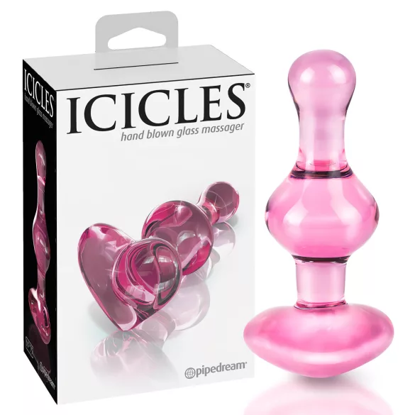 Icicles No. 75 - anustappi sydänkoriste - lasia, pinkki