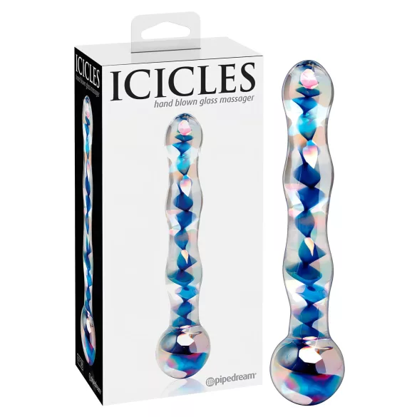Icicles No. 08 - lasidildo kahdella päällä - aallotettu - kirkas/sininen