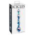 Icicles No. 08 - aaltoileva, kaksipäinen lasidildo (läpinäkyvä-sininen)