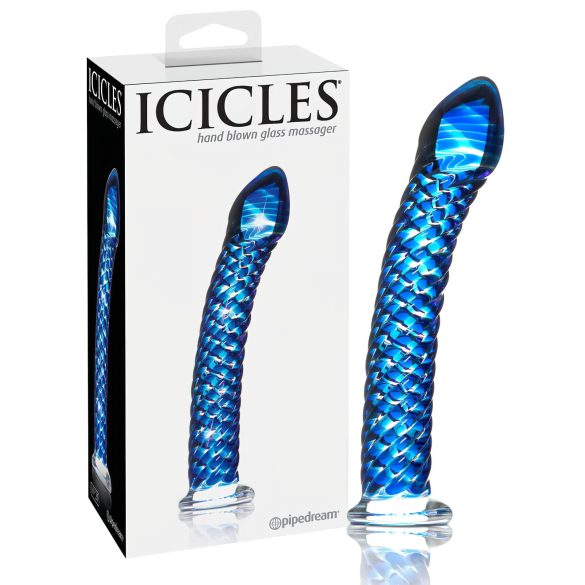 Icicles No. 29 - spiraalinen lasidildo miehille (sininen)
