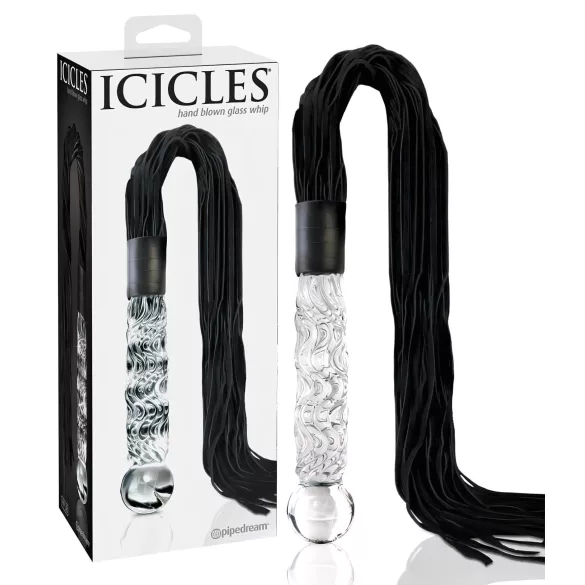 Icicles No. 38 - piiska ja lasidildo - läpinäkyvä/musta