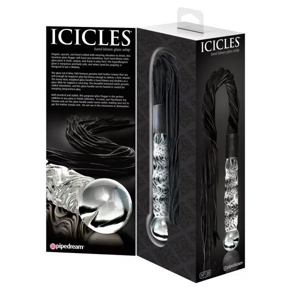 Icicles No. 38 - piiska ja lasidildo - läpinäkyvä/musta