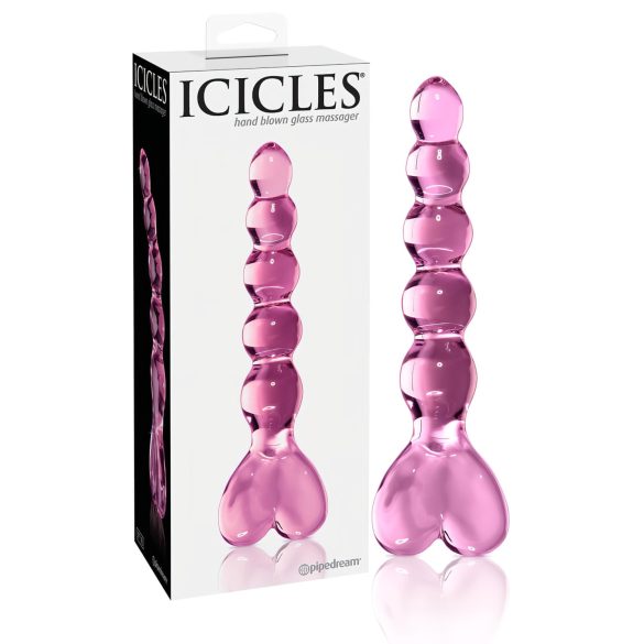 Icicles No. 43 - helmin koristeltu lasidildo (vaaleanpunainen)
