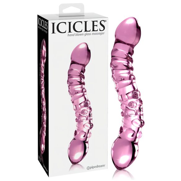 Icicles No. 55 - kaksipäinen G-piste lasidildo - pinkki