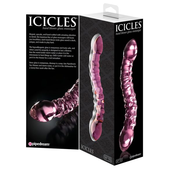 Icicles No. 55 - kaksipäinen G-piste lasidildo - pinkki