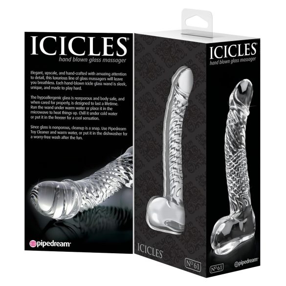 Icicles No. 61 - lasidildo kiveksillä ja peniksellä - läpinäkyvä