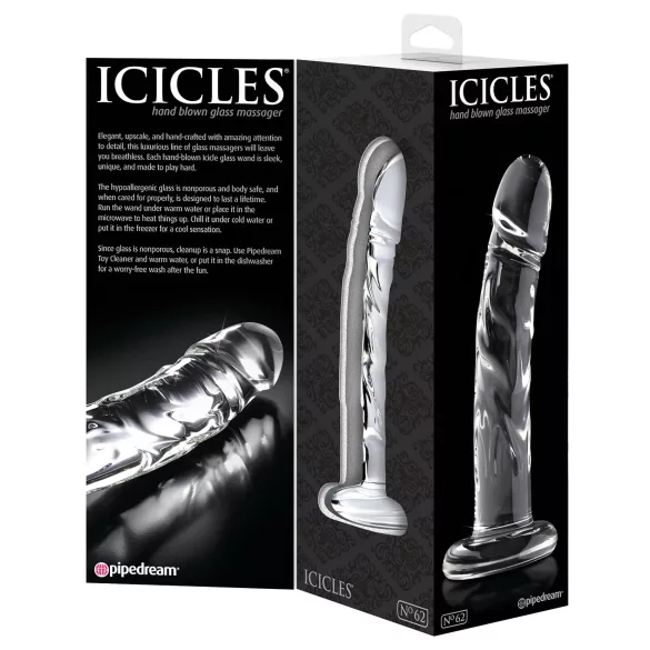 Icicles No. 62 - lasidildo penis muotoilu - läpinäkyvä