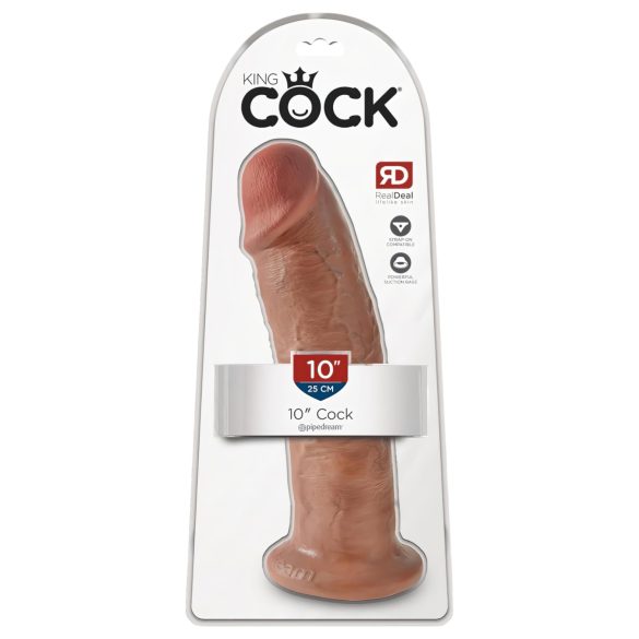 King Cock 10 - suuri imukupillinen dildo (25cm) - tumma luonnonsävy
