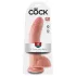 King Cock 9 - suuri, kivesosalla varustettu dildo imukupilla (23 cm, luonnonväri)