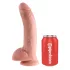 King Cock 9 - suuri, kivesosalla varustettu dildo imukupilla (23 cm, luonnonväri)