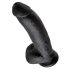 King Cock - realistinen dildo imukupilla ja kiveksillä 23 cm - musta