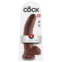 King Cock - dildo tapilla ja kiveksillä - 23cm - ruskea