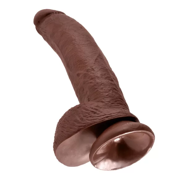 King Cock - dildo tapilla ja kiveksillä - 23cm - ruskea