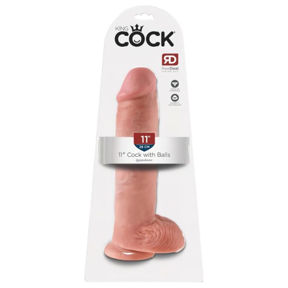 King Cock 11 - imukupilla varustettu, kiveksellinen dildo (28cm) - luonnollinen